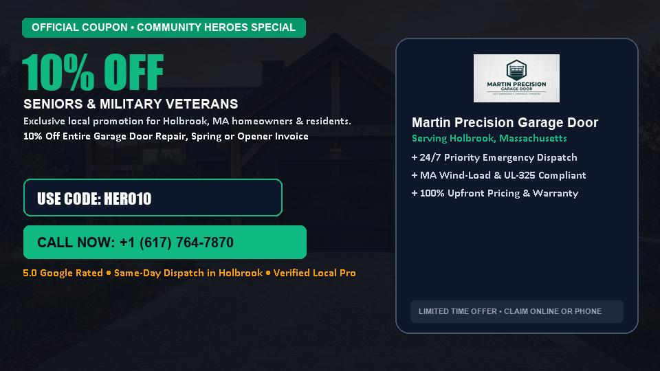 Martin Precision Garage Door 10% OFF Seniors & Military Veterans in Holbrook, MA